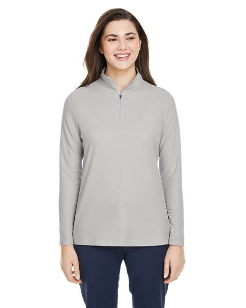 CORE365 Women's Fusion ChromaSoft™ Pique Quarter - Zip Pullover - CORE365 CE405W Platinum XS