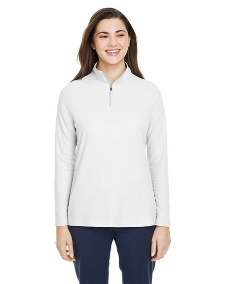 CORE365 Women's Fusion ChromaSoft™ Pique Quarter - Zip Pullover - CORE365 CE405W White XS