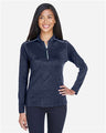 CORE365 Women's Kinetic Performance Quarter - Zip Pullover - CORE365 CE401W Classic Navy Heather/ Carbon XS