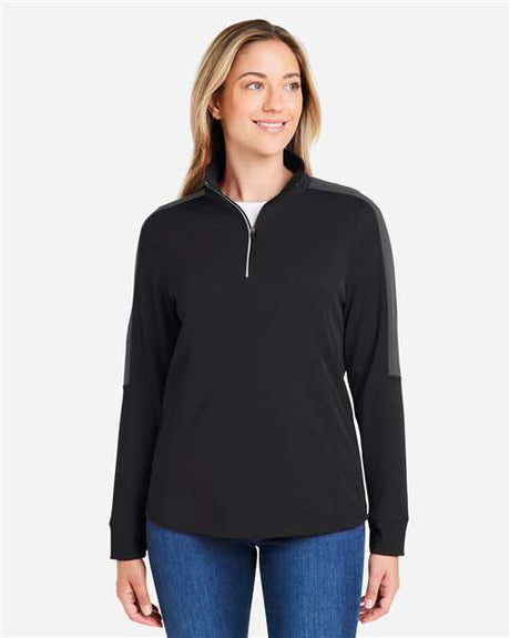CORE365 Women's Market Snag Protect Mesh Colorblock Quarter - Zip Pullover - CORE365 CE404W Black/ Carbon 2XL