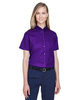 CORE365 Women's Optimum Short Sleeve Twill Shirt - CORE365 78194 Black XS