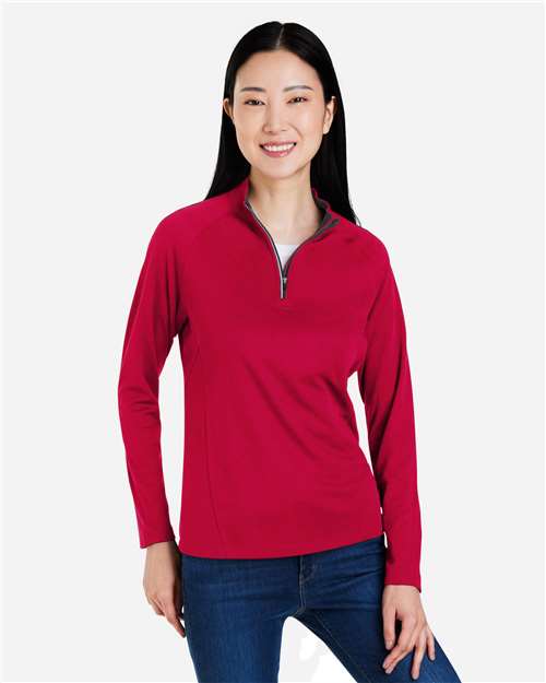 CORE365 Women's Origin Performance Pique Quarter - Zip Pullover - CORE365 CE418W Classic Red/ Carbon XS