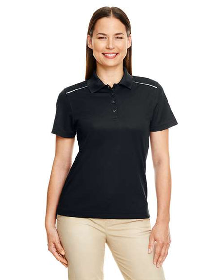 CORE365 Women's Radiant Performance Piqué Polo with Reflective Piping - CORE365 78181R Black XS