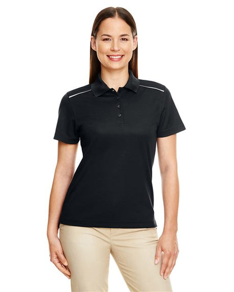 CORE365 Women's Radiant Performance Piqué Polo with Reflective Piping - CORE365 78181R Black XS