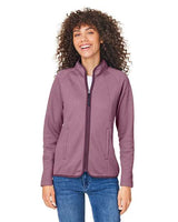 CORE365 Women's Venture Heathered Stripe Full - Zip Jacket - CORE365 CE72W Burgundy/ White 2XL