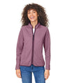 CORE365 Women's Venture Heathered Stripe Full - Zip Jacket - CORE365 CE72W Burgundy/ White 2XL