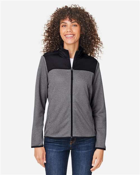 CORE365 Women's Venture Heathered Stripe Hybrid Jacket - CORE365 CE74W Black/ White XS