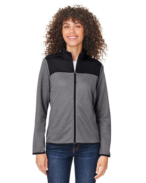 CORE365 Women's Venture Heathered Stripe Hybrid Jacket - CORE365 CE74W Black/ White XS