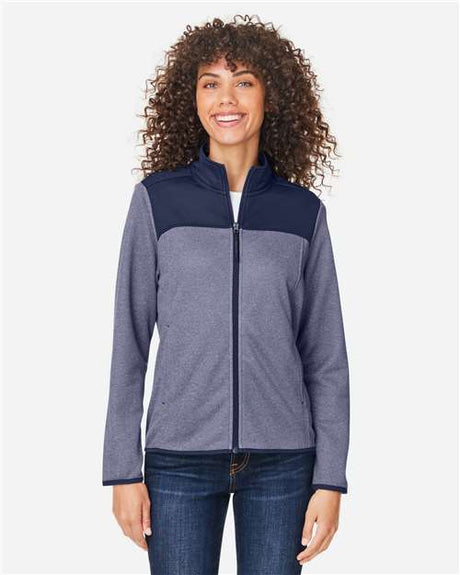 CORE365 Women's Venture Heathered Stripe Hybrid Jacket - CORE365 CE74W Classic Navy/ White XS