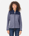 CORE365 Women's Venture Heathered Stripe Hybrid Jacket - CORE365 CE74W Classic Navy/ White XS