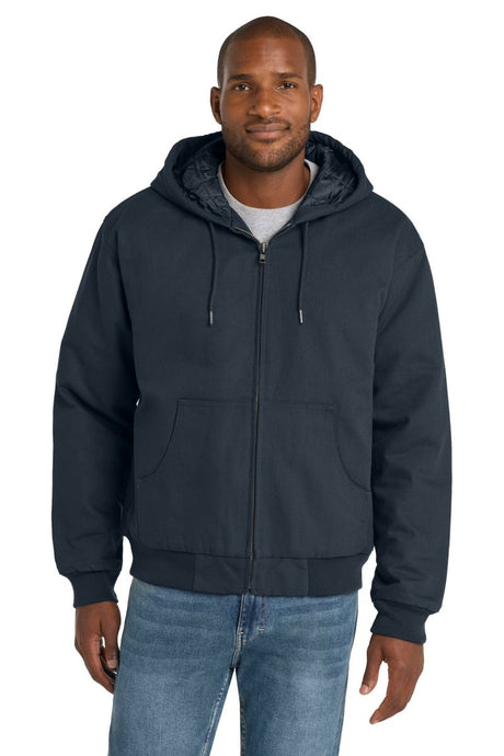 CornerStone ® - Duck Cloth Hooded Work Jacket. J763H - CornerStone J763H Navy XS Work Jackets
