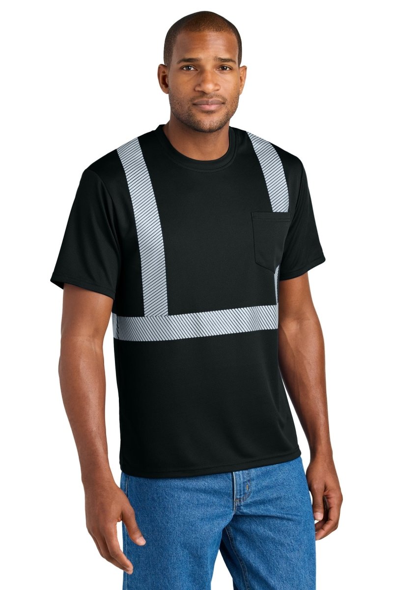 CornerStone ® Enhanced Visibility Segmented Tape Tee CS206 - CornerStone CS206 Black S Short Sleeve T-Shirts