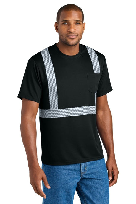 CornerStone ® Enhanced Visibility Segmented Tape Tee CS206 - CornerStone CS206 Black S Short Sleeve T-Shirts