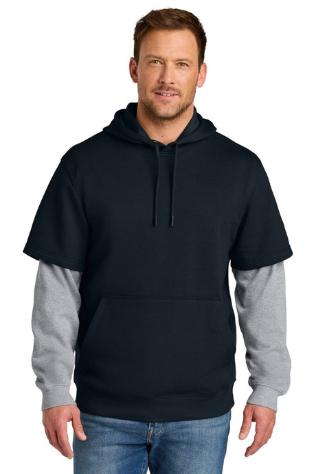 CornerStone ® Tough Fleece Layered Hoodie CSF632 - CornerStone CSF632 Navy/ Heather Grey XS Sweatshirts/Fleece