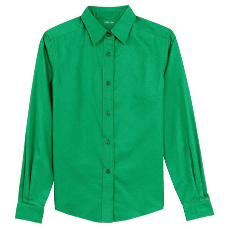 Ladies Long Sleeve Easy Care Shirt-CourtGreen Joe's USA Court Green X-Small