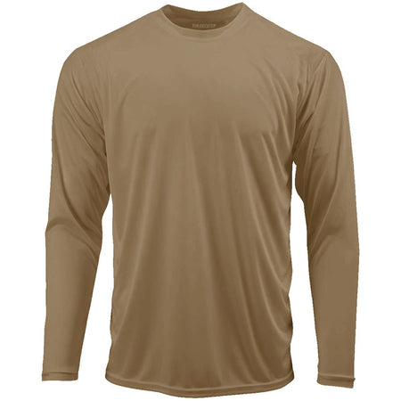 Mens Long Sleeve Moisture Wicking Athletic Shirts in Mens Sizes XS-4XL Activewear DRI-EQUIP Coyote Brown