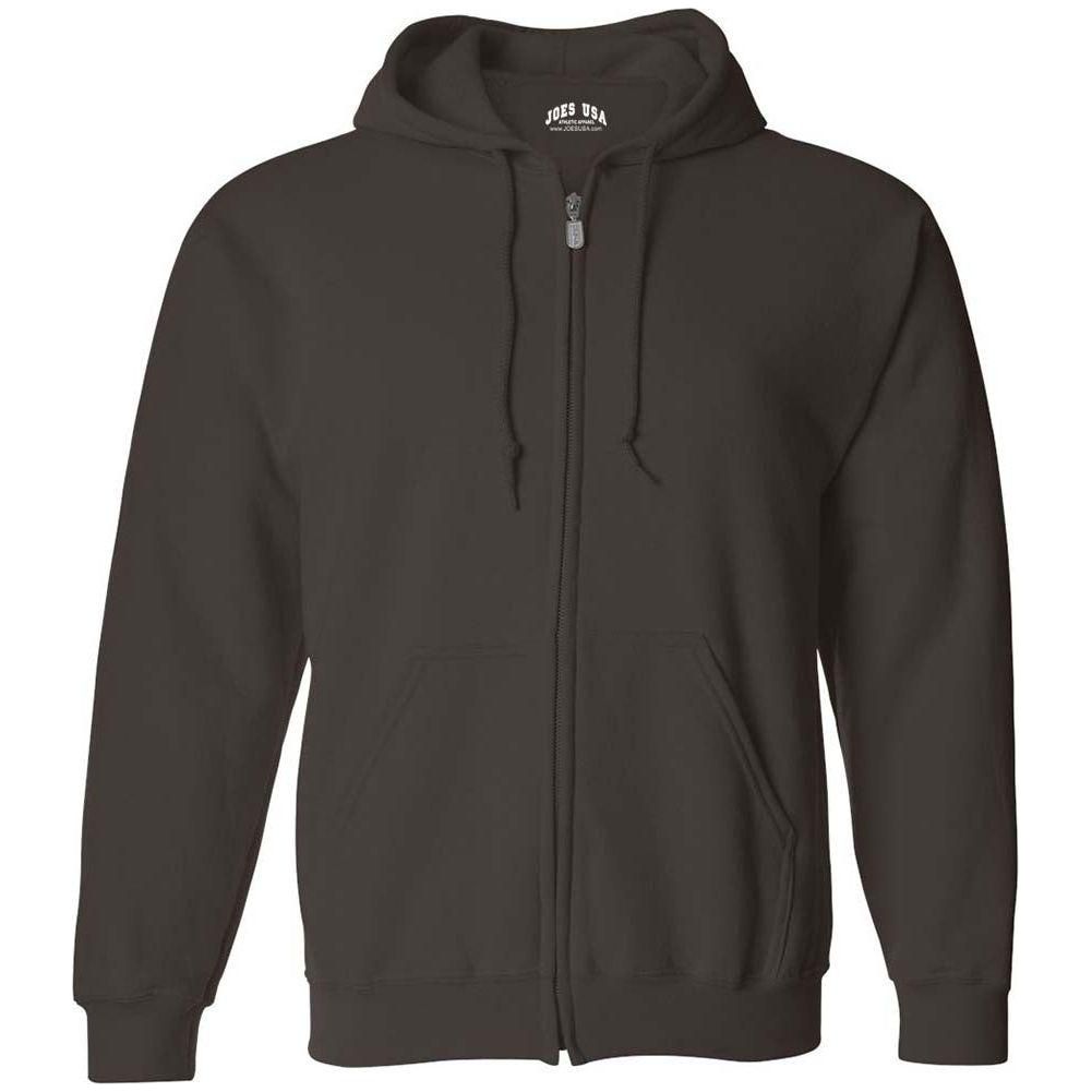Joe's USA Men's Full Zipper Hoodies - Hooded Sweatshirts in 28 Colors. Sizes S-5XL-Chocolate Sweatshirts/Fleece Joe's USA Chocolate S