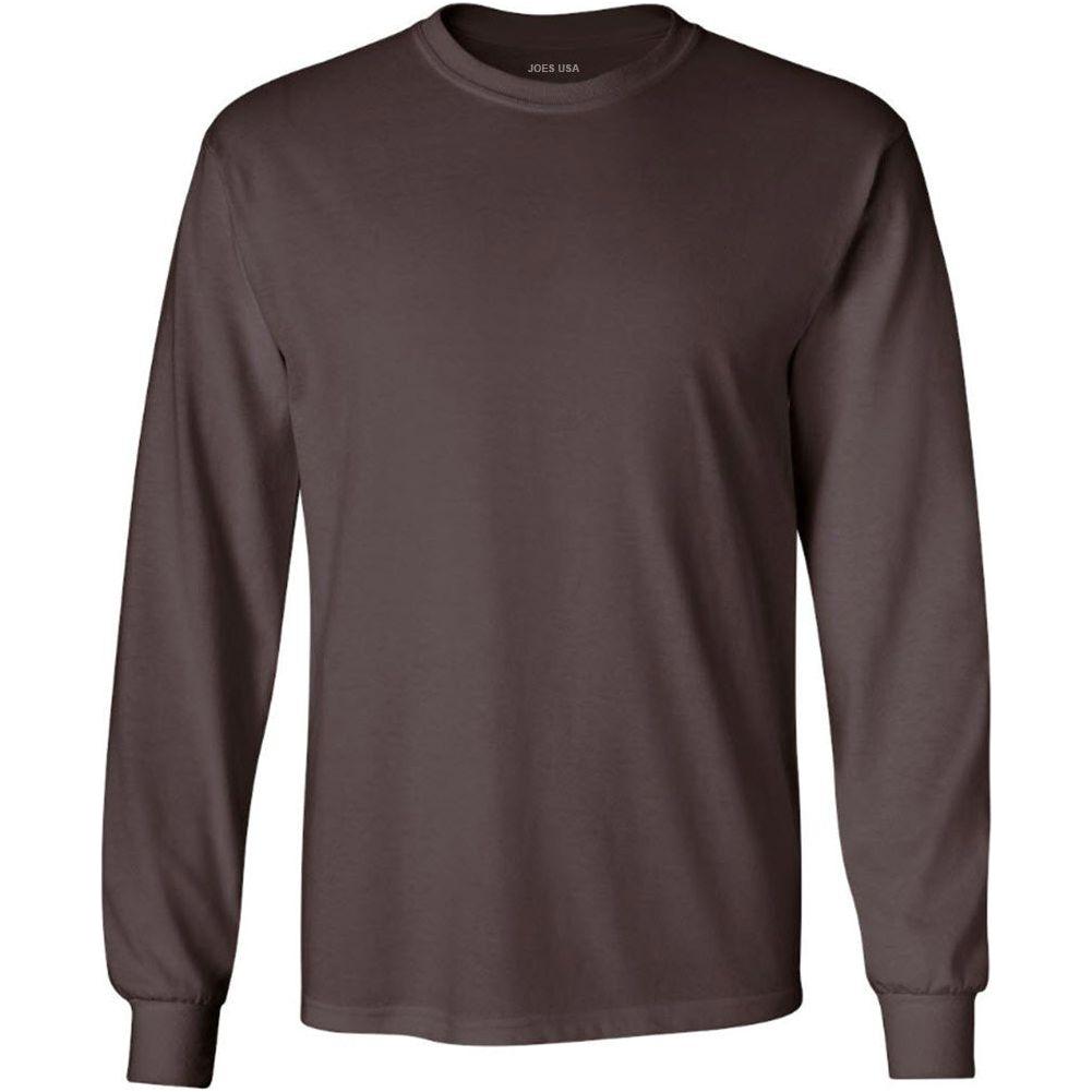 Mens Ultra Cotton 100% Cotton Long Sleeve T-Shirt T-Shirts Joe's USA Dark Chocolate Brown