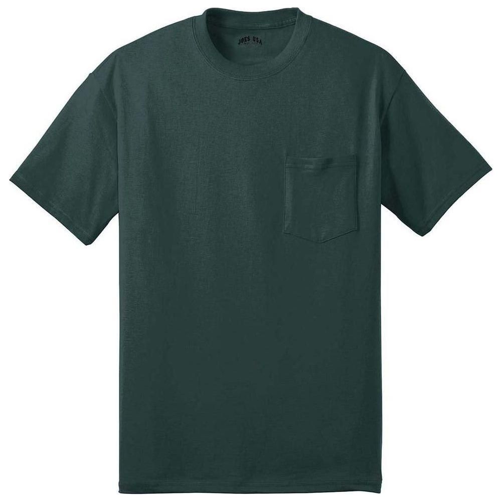 Joe's USA Pocket Tee Shirt- 50/50 Poly Cotton-DarkGreen Joe's USA Dark Green S