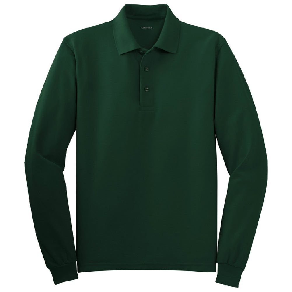 Mens Long Sleeve Silk Touch Polo Joe's USA X-Small Dark Green