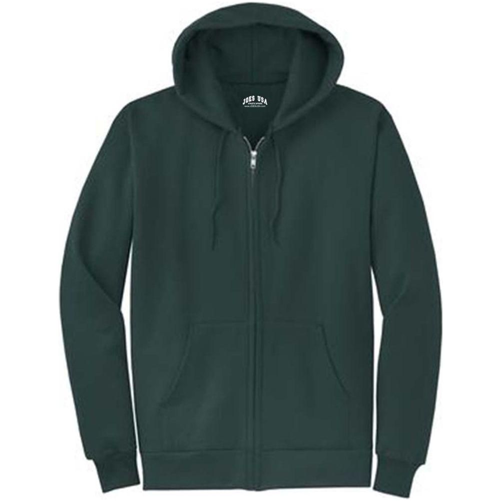 Joe's USA Men's Full Zipper Hoodies - Hooded Sweatshirts in 28 Colors. Sizes S-5XL-DarkGreen Sweatshirts/Fleece Joe's USA Dark Green S