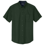 Joe's Men's Short Sleeve Button-Up Shirt - Dark Green / Navy Woven Shirts Joe's USA Dark Green / Navy Small