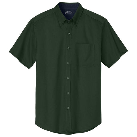 Joe's Men's Short Sleeve Button-Up Shirt - Dark Green / Navy Woven Shirts Joe's USA Dark Green / Navy Small