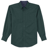 Men's Tall Long Sleeve Easy Care Shirt Joe's USA Dark Green/ Navy Large Tall