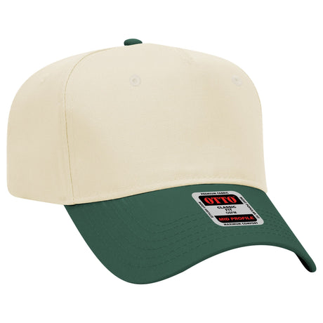 Otto Cap 31-069 - 5 Panel, Mid Profile Baseball Cap Caps OTTO CAP Dark Green / Natural