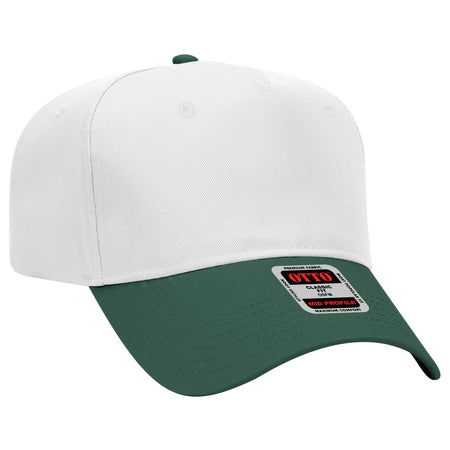 Otto Cap 31-069 - 5 Panel, Mid Profile Baseball Cap Caps OTTO CAP Dark Green / White