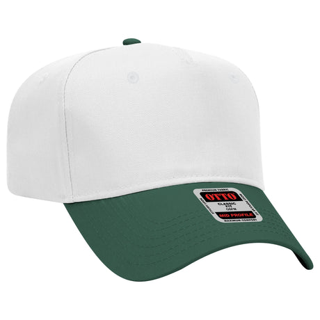 Otto Cap 31-069 - 5 Panel, Mid Profile Baseball Cap Caps OTTO CAP Dark Green / White