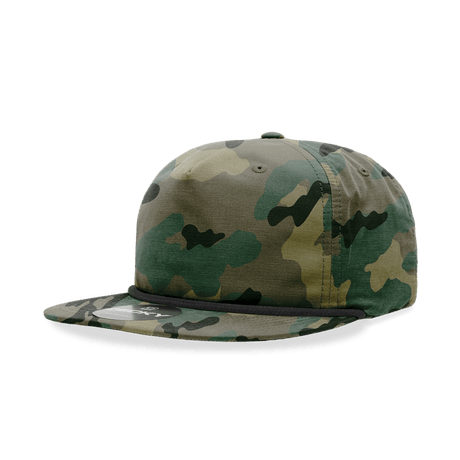 Decky 5 Panel High Profile Relaxed Camo Rope Hat | Decky 6044 WDL/BLK Standard Hats
