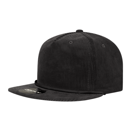 Decky 5 Panel High Profile Relaxed Corduroy Rope Hat | Decky 6043 Black Standard Hats