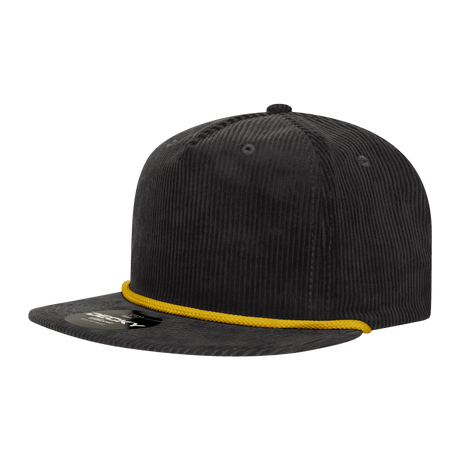Decky 5 Panel High Profile Relaxed Corduroy Rope Hat | Decky 6043 Black/Gold Standard Hats
