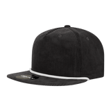 Decky 5 Panel High Profile Relaxed Corduroy Rope Hat | Decky 6043 Black/White Standard Hats