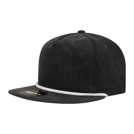 Decky 5 Panel High Profile Relaxed Corduroy Rope Hat | Decky 6043 Black/White Standard Hats