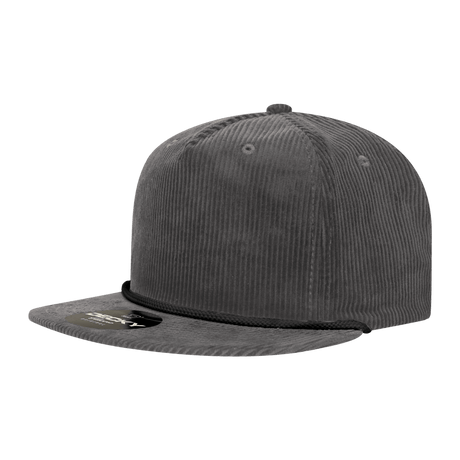 Decky 5 Panel High Profile Relaxed Corduroy Rope Hat | Decky 6043 Charcoal/Black Standard Hats