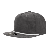 Decky 5 Panel High Profile Relaxed Corduroy Rope Hat | Decky 6043 Charcoal/White Standard Hats