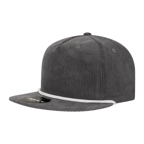 Decky 5 Panel High Profile Relaxed Corduroy Rope Hat | Decky 6043 Charcoal/White Standard Hats