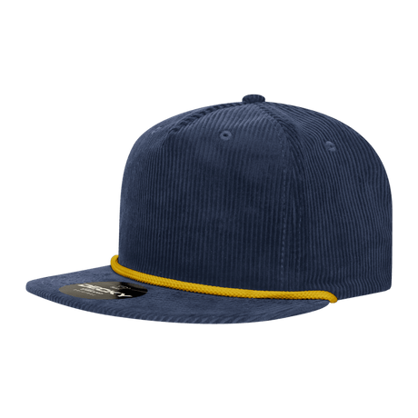 Decky 5 Panel High Profile Relaxed Corduroy Rope Hat | Decky 6043 Navy/Gold Standard Hats