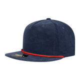 Decky 5 Panel High Profile Relaxed Corduroy Rope Hat | Decky 6043 Navy/Red Standard Hats