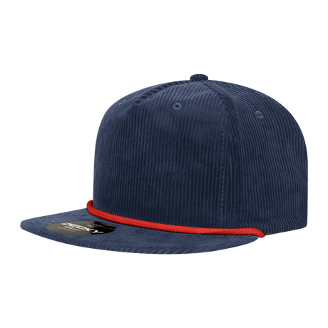 Decky 5 Panel High Profile Relaxed Corduroy Rope Hat | Decky 6043 Navy/Red Standard Hats