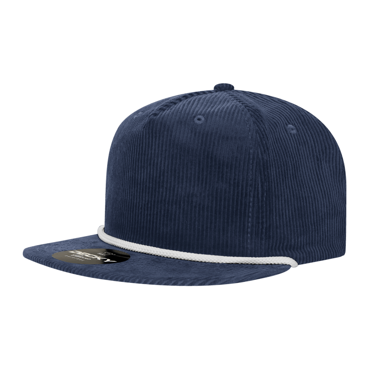 Decky 5 Panel High Profile Relaxed Corduroy Rope Hat | Decky 6043 Navy/White Standard Hats
