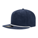 Decky 5 Panel High Profile Relaxed Corduroy Rope Hat | Decky 6043 Navy/White Standard Hats
