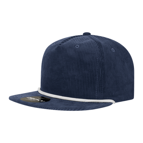 Decky 5 Panel High Profile Relaxed Corduroy Rope Hat | Decky 6043 Navy/White Standard Hats
