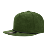 Decky 5 Panel High Profile Relaxed Corduroy Rope Hat | Decky 6043 Olive/Black Standard Hats