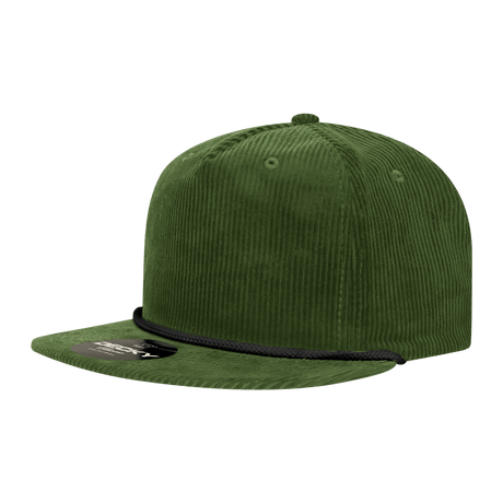 Decky 5 Panel High Profile Relaxed Corduroy Rope Hat | Decky 6043 Olive/Black Standard Hats