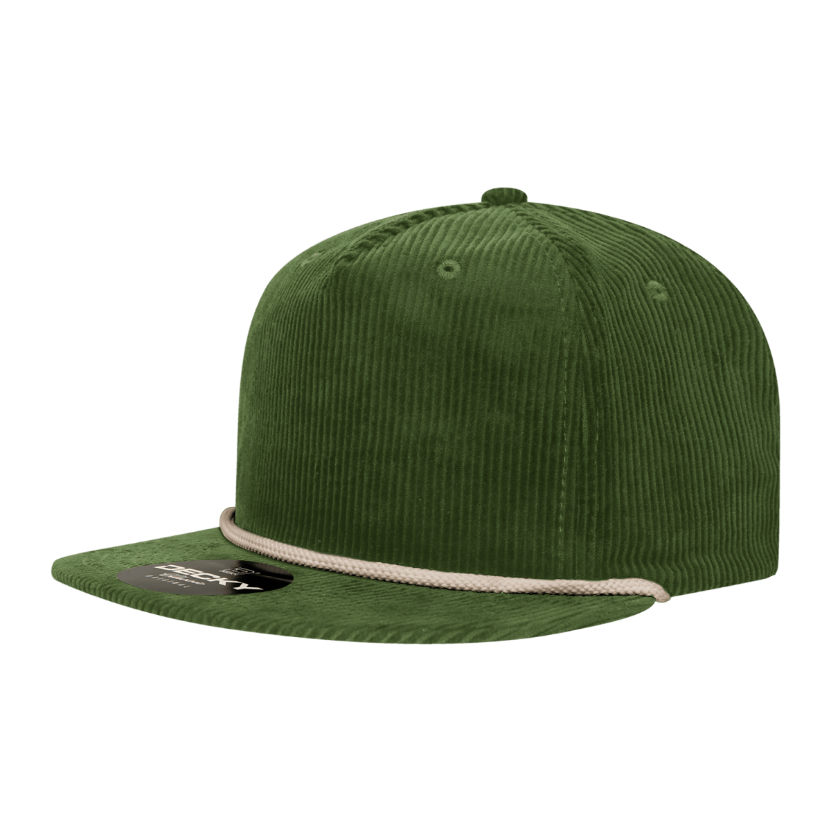 Decky 5 Panel High Profile Relaxed Corduroy Rope Hat | Decky 6043 Olive/Ivory Standard Hats
