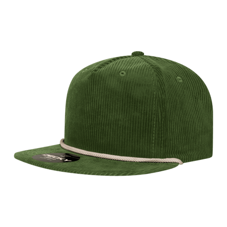 Decky 5 Panel High Profile Relaxed Corduroy Rope Hat | Decky 6043 Olive/Ivory Standard Hats