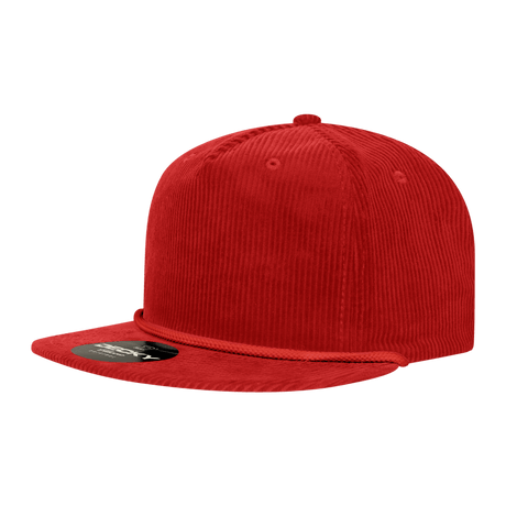Decky 5 Panel High Profile Relaxed Corduroy Rope Hat | Decky 6043 Red Standard Hats